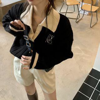 Lapel Two-tone Wool Top