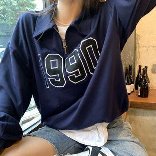 Long-sleeve Half-zip Lettering Sweatshirt