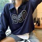 Long-sleeve Half-zip Lettering Sweatshirt