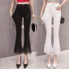 Mesh Panel Slit Bell-bottom Pants
