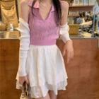 Halter-neck Collared Top / Crop Jacket