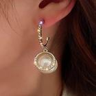 Rhinestone Faux Pearl Alloy Dangle Earring 1 Pair - Silver Needle - Gold - One Size