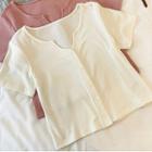 Short-sleeve V-neck Button Front T-shirt