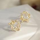 925 Sterling Silver Rhinestone Leaf Stud Earring 1 Pair - 925 Silver - One Size