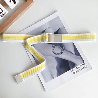 Striped Canvas Belt White & Yellow & White - One Size