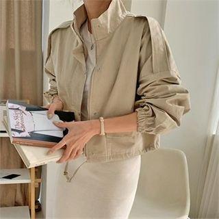 Epaulette-shoulder Zip-up Jacket