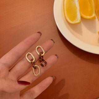 Chunky Chain Resin Alloy Dangle Earring 1 Pair - Gold - One Size