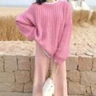 Corduroy Straight-cut Pants / Chunky Knit Sweater