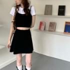 Short-sleeve Cropped T-shirt / Camisole Top / A-line Skirt