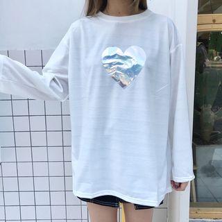 Heart Applique Long Sleeve T-shirt