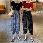 Square Neck T-shirt / High-waist Plain Cuff Pants