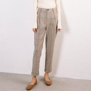 Gingham Straight-leg Pants