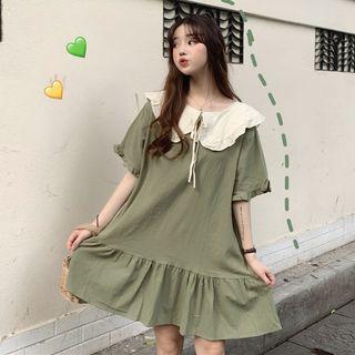 Drawstring Ruffle Trim Dress