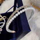 Faux Pearl & Rhinestone Headband As Shown In Figure - One Size