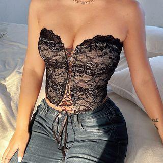 Lace-up Lace Corset Top