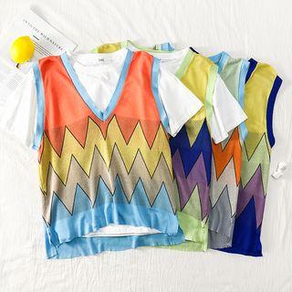Colorblock Loose-fit Vest