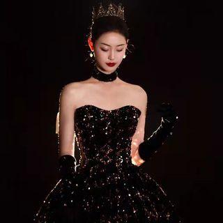 Strapless Glitter Ball Gown