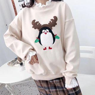 Panel Lace Pattern Sweatshirt Red - One Size