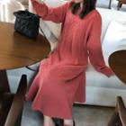 Long-sleeve Cable Knit Midi Mermaid Dress