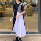 Color Block Panel Short-sleeve Dress