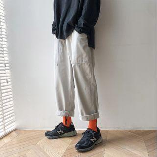 Straight-leg Plain Cargo Pants