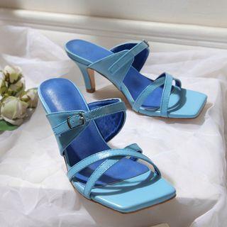 Plain Kitten Heel Slide Sandals