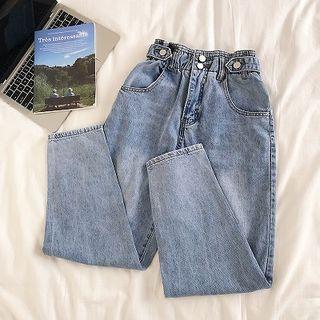 High-waist Cropped Baggy Jeans