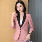 Contrast Lapel Blazer / Dress Pants