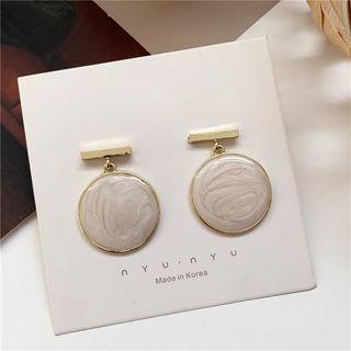 Glaze Disc Dangle Earring 1 Pair - Earring - White - One Size