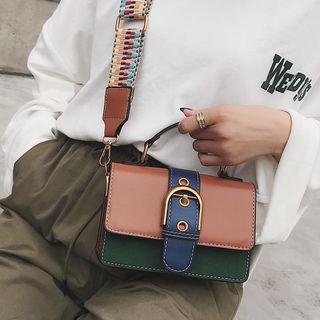 Contrast Panel Strapped Shoulder Bag