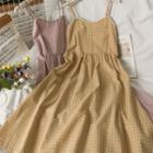 Sleeveless Checker Midi Dress