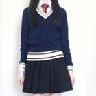 Embroidered Sweater / Printed Tie / Set