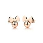 Simple And Exquisite Plated Rose Gold Ribbon Round Titanium Stud Earrings Rose Gold - One Size