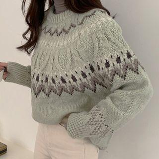 Nordic-pattern Cable-knit Sweater