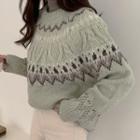 Nordic-pattern Cable-knit Sweater