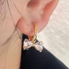Bow Rhinestone Alloy Earring 1 Pair - 2502a - Earring - Crystal - Gold - One Size