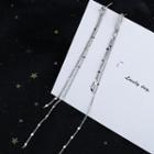 Asymmetrical Rhinestone Fringed Drop Earring 1 Pair - Earrings - Asymmetrical Tassel - Silver - One Size