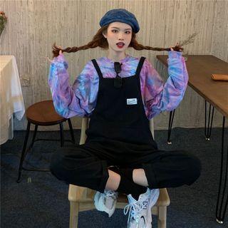 Tie-dyed Long-sleeve T-shirt / Wide-leg Jumper Pants
