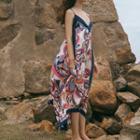 Printed Spaghetti Strap V-neck Sundress