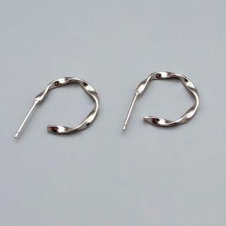 Twist Open Hoop Earring 1 Pair - Silver - One Size