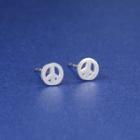 Sterling Silver Perforated Peace Sign Studs