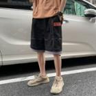 Mock Two Piece Applique Drawstring Shorts