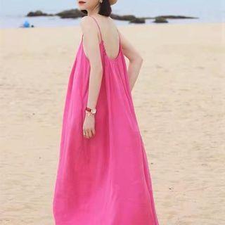 Spaghetti Strap Tie-front Shift Dress