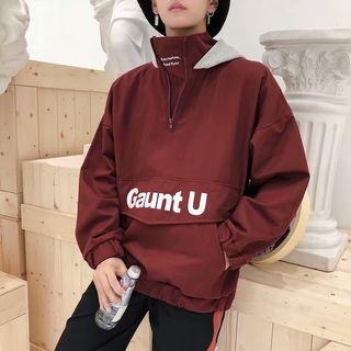 Mock Two-piece Letter Turtleneck Sweatshirt