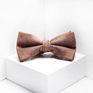 Embroidered Flower Bow Tie Coffee - One Size