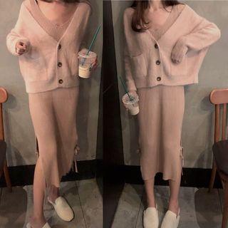 Ribbed Tank Dress / Cropped Cardigan