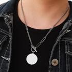 Couple Matching Stainless Steel Disc Pendant Necklace As Shown In Figure - One Size