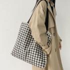 Houndstooth Canvas Tote Bag Houndstooth - Black & Beige - One Size
