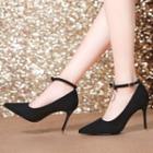Pointy Toe Ankle Strap High Heel Pumps