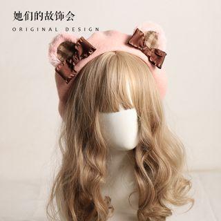 Bear Ear Wool Beret Hat